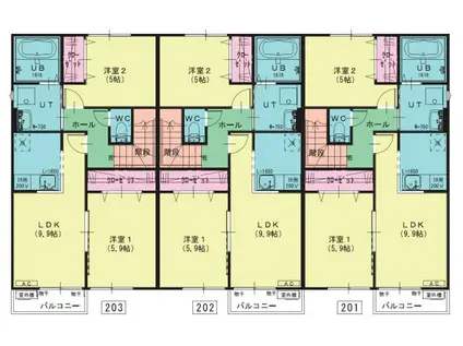 サンフラワー(2LDK/2階)の間取り写真