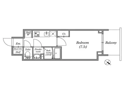 ジェノヴィア神戸湊川公園(1K/4階)の間取り写真