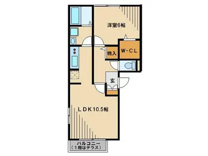 メゾンソレイユ(1LDK/1階)の間取り写真