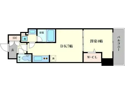 アーバネックス西天満(1DK/7階)の間取り写真