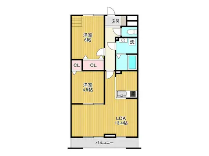 フォレストメゾン打越(2LDK/3階)の間取り写真