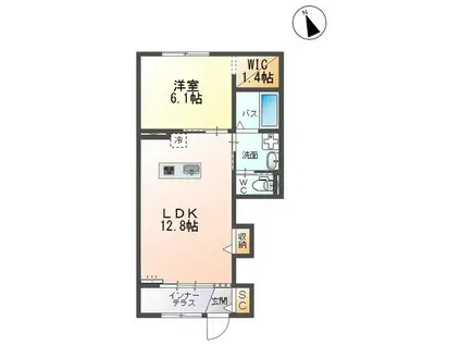 オール電化ハイム・フリージア(1LDK/1階)の間取り写真