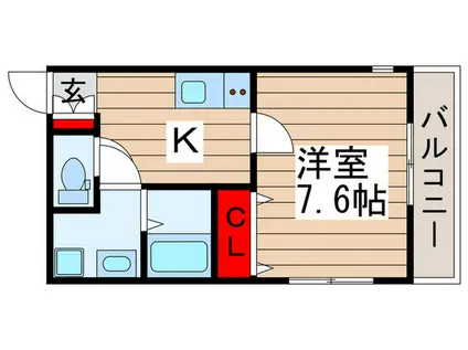 フェリーチェ高柳(1K/2階)の間取り写真
