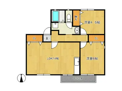 トゥインクルKATO(2LDK/2階)の間取り写真