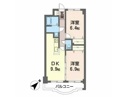 クレストウィル(2DK/3階)の間取り写真
