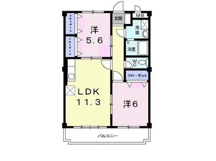 マリッチ溝渕II(2LDK/2階)の間取り写真