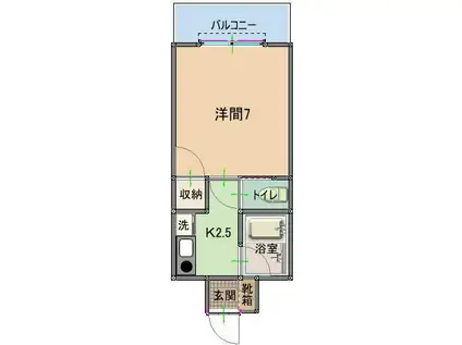 トーマス西町(1K/6階)の間取り写真