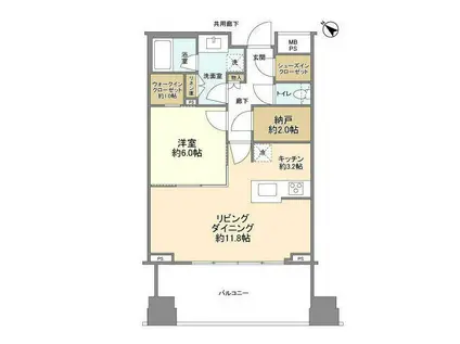 ルサンク大崎ウィズタワー(1LDK/12階)の間取り写真