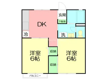 エンゼルハイツ(2DK/2階)の間取り写真