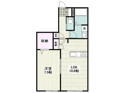 ラフィネ湘南(1LDK/2階)の間取り写真
