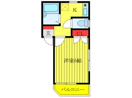 ハイブリッジ(1K/1階)の間取り写真