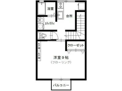 パレス・オーキッドII(1K/2階)の間取り写真