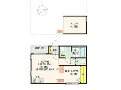 ABISKOII(1LDK/1階)の間取り写真
