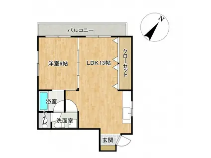 カーサ角(1LDK/4階)の間取り写真