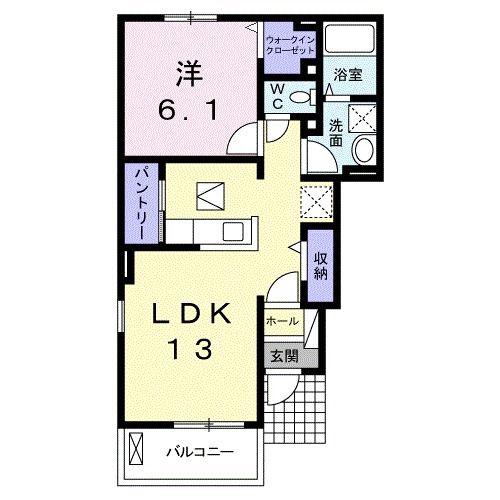 グランディール アイ(1LDK/1階)の間取り写真