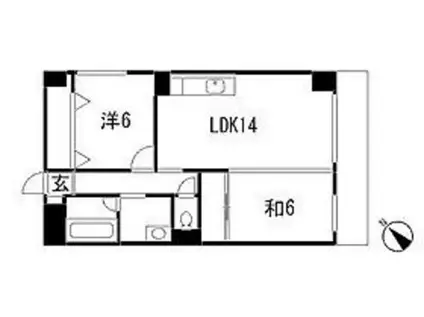 YASUDA BLD 7(2LDK/6階)の間取り写真