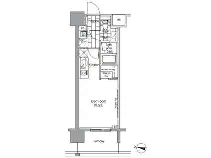 パークハビオ恵比寿(ワンルーム/10階)の間取り写真