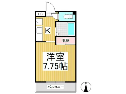 シャトーアベニュー村山(1K/2階)の間取り写真
