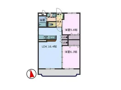 JR山陽本線 西条駅(広島) 徒歩14分 3階建 築17年(2LDK/1階)の間取り写真