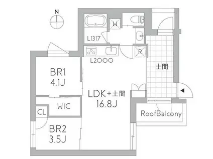 GRANDUO千歳烏山(2LDK/3階)の間取り写真