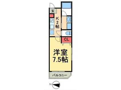 ハーモニーレジデンス清澄白河(1K/1階)の間取り写真