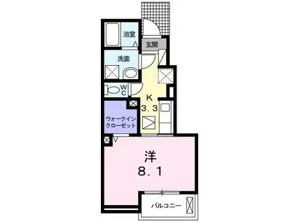 ヒルズ・COSMOS(1K/1階)の間取り写真