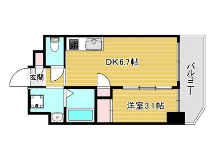 ネクストステージ本町(1DK/11階)の間取り写真