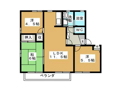 グリーンフローラ B(3LDK/2階)の間取り写真