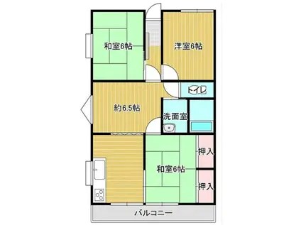上上津役マンションA(3LDK/1階)の間取り写真