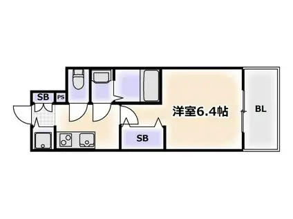 ファーストフィオーレ天王寺オリーブ(1K/3階)の間取り写真