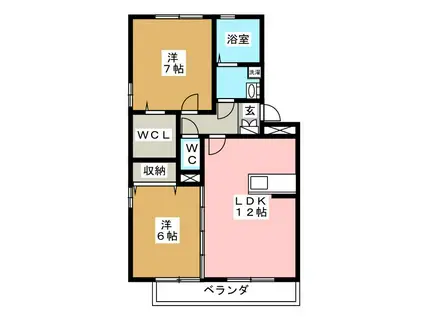 パークタウン三本柳(2LDK/1階)の間取り写真