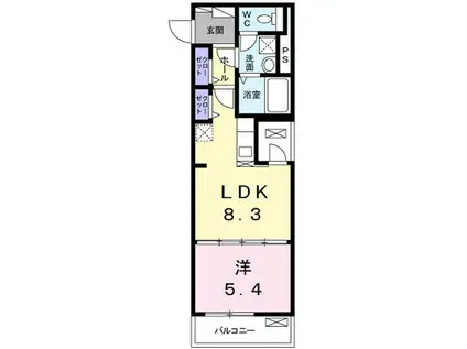JR埼京線 武蔵浦和駅 徒歩8分 4階建 築6年(1LDK/2階)の間取り写真
