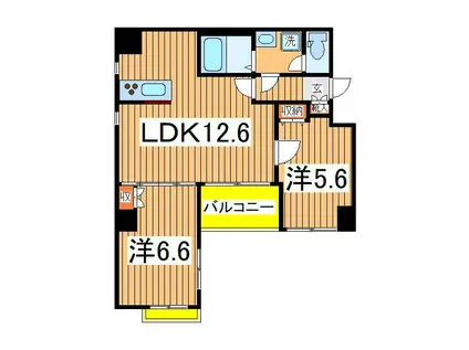 JR常磐線 南柏駅 徒歩1分 8階建 築3年(2LDK/8階)の間取り写真