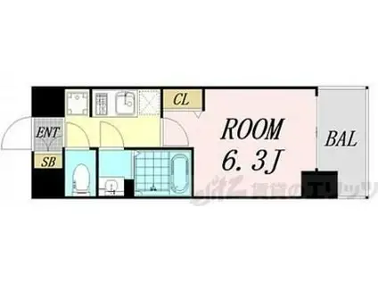 プレサンス淡路駅前(1K/1階)の間取り写真