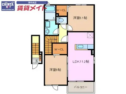 グレイスコート II(2LDK/2階)の間取り写真