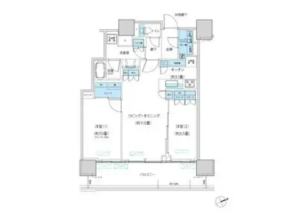 パークシティ柏の葉キャンパス ザ・ゲートタワー ウエスト(2LDK/18階)の間取り写真