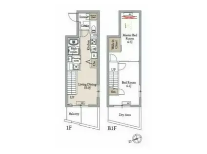 LIVEGEO NAKAMURABASHIライブジオ ナカムラバシ(2LDK/1階)の間取り写真