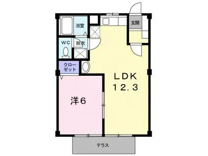 ニューシティ横山 B(1LDK/1階)の間取り写真
