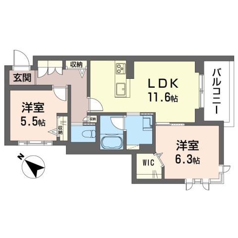 アヴニールふじみ野(2LDK/2階)の間取り写真