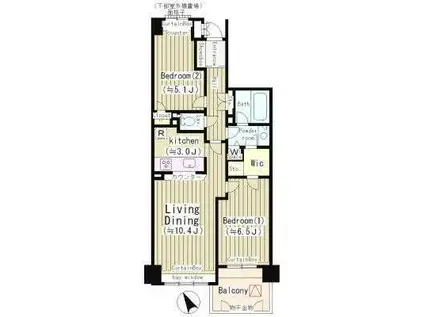 上北沢五丁目パーク・ホームズ(2LDK/4階)の間取り写真