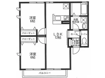 ルミエール湘南II(2LDK/2階)の間取り写真
