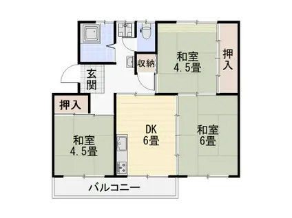 江南団地210棟(3DK/4階)の間取り写真