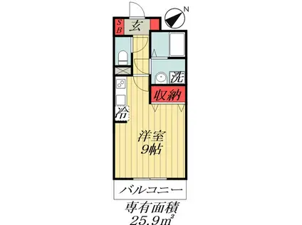 メゾン ド ヴァルム(ワンルーム/2階)の間取り写真