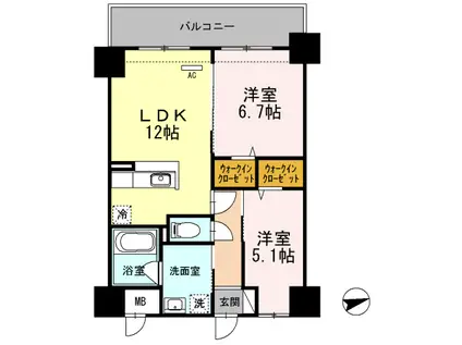 THYME(2LDK/9階)の間取り写真