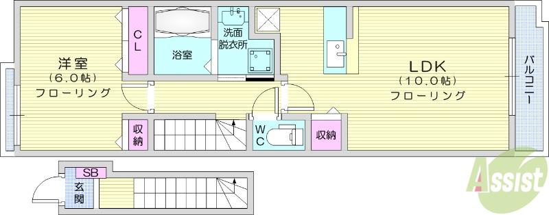 ピュアハウスⅡ(1LDK/2階)の間取り写真