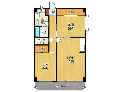 ガーデンヒル宝塚(2LDK/2階)の間取り写真