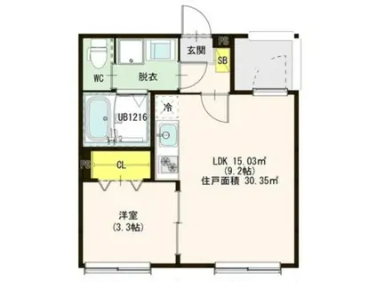 PARCO GAMI(1LDK/1階)の間取り写真