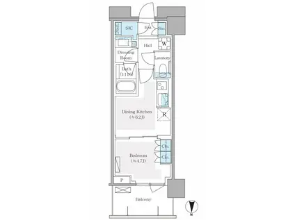 パークシティ中野ザタワー エアーズ(1DK/22階)の間取り写真