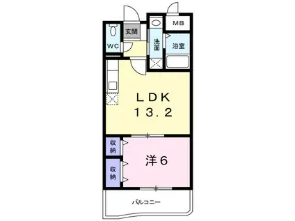 グランディールF II(1LDK/2階)の間取り写真