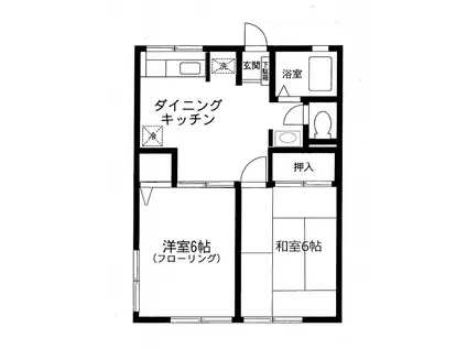 ファミールA(2DK/1階)の間取り写真